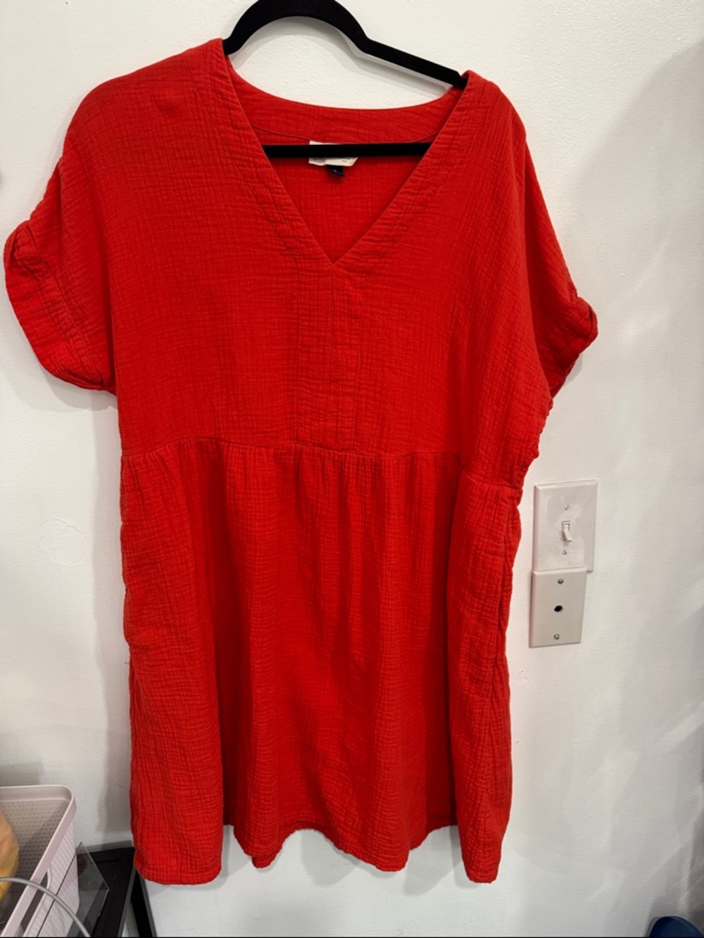 Universal Thread Red V-Neck Gauze Tunic Dress